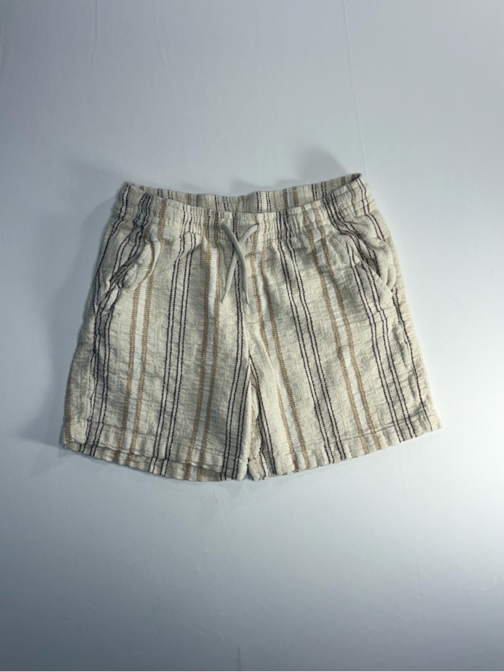 Art Class Shorts Stripe Beige Cream Kids XL 14 Cotton Pull On Beach Boho